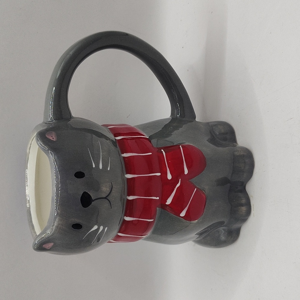 Gray Figural Cat Mug with Scarf - Wondershop™ New 13 OZ.